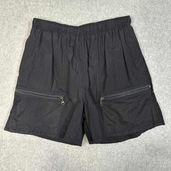 Timber Run Shorts Black Mens L Zip Pockets Elastic Waist Mesh Lined Sports VTG - Picture 1 of 11